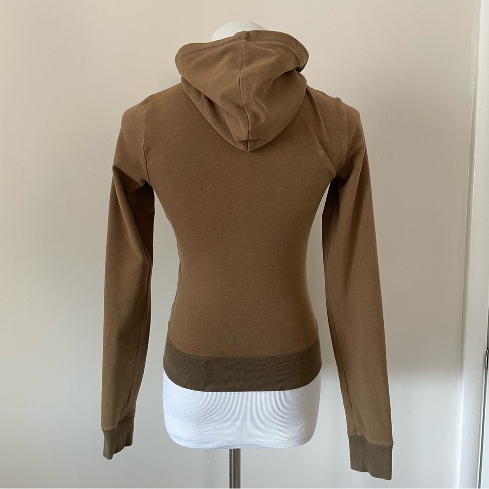 RARE - SKIMS- FULL ZIP ARMY BROWN STRETCH HOODIE- SIZE XS - Picture 6 of 10